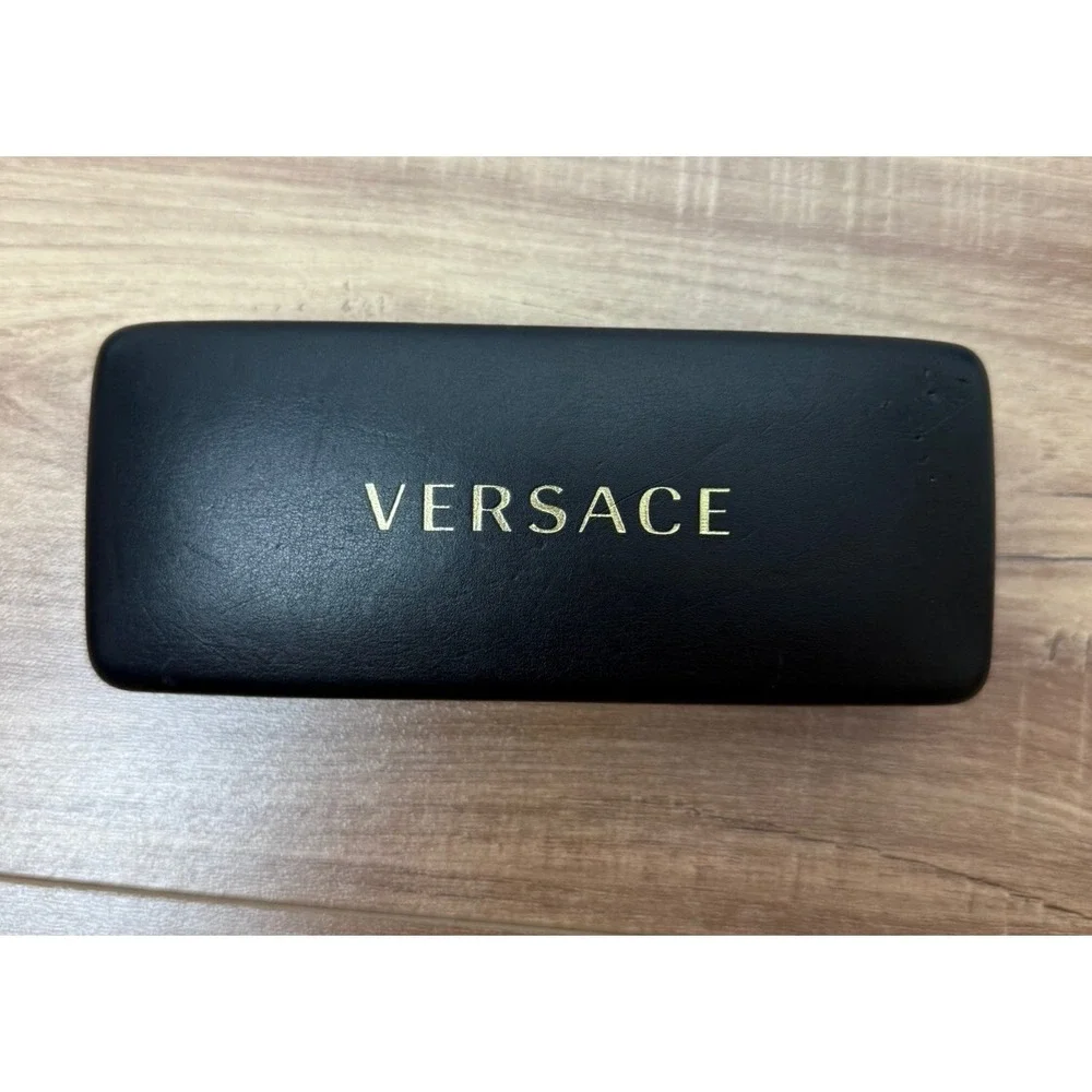 VERSACE BLACK HARD LEATHER‎ CLAMSHELL SUNGLASSES EYEGLASSES CASE 160mmx70mmx55mm